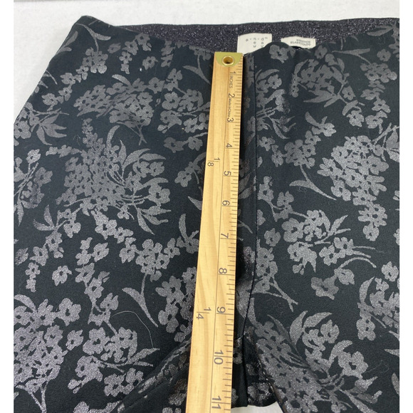 Womens Pants Size 4 Black Denim Shiny Floral Stretch Side Zip‎ Skinny - Picture 8 of 11